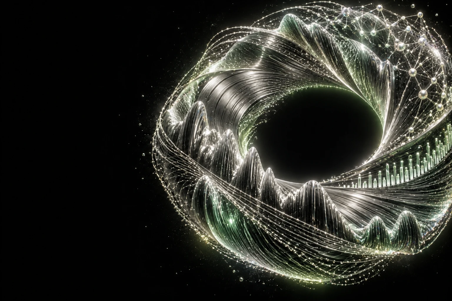 A luminous halo formed from musical waveforms.